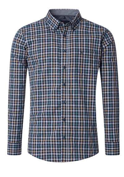Produktbild für 'CASAMODA Comfort Fit Hemd Langarm Button Down Kragen Multikaro blau'