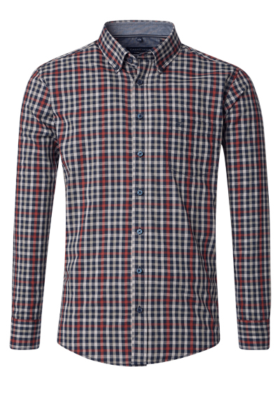 Produktbild für 'CASAMODA Comfort Fit Hemd Langarm Button Down Kragen Multikaro dunkelblau'