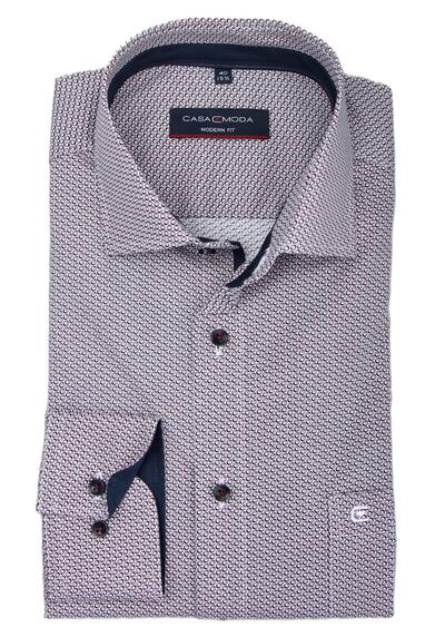 Produktbild für 'CASAMODA Modern Fit Hemd Langarm New Kent Kragen Muster rot'