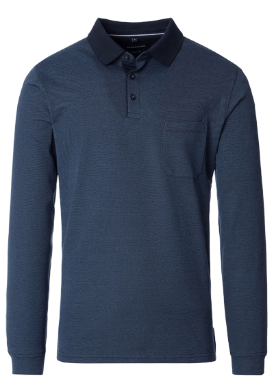 Produktbild für 'CASAMODA Polo Langarm geknpfter Polokragen Struktur navy'