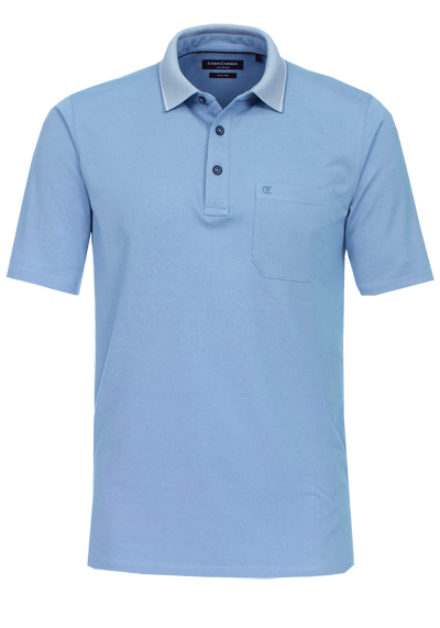 Produktbild f&uuml;r 'CASAMODA Poloshirt Halbarm Brusttasche gekn�pfter Kragen mittelblau'