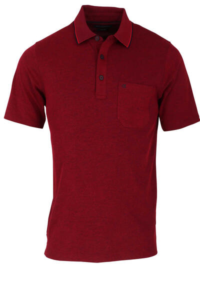 CASAMODA Poloshirt Halbarm Brusttasche geknpfter Kragen ziegelrot
