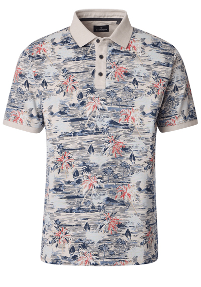 Produktbild f&uuml;r 'CASAMODA Poloshirt Halbarm Polokragen Jersey Muster beige'
