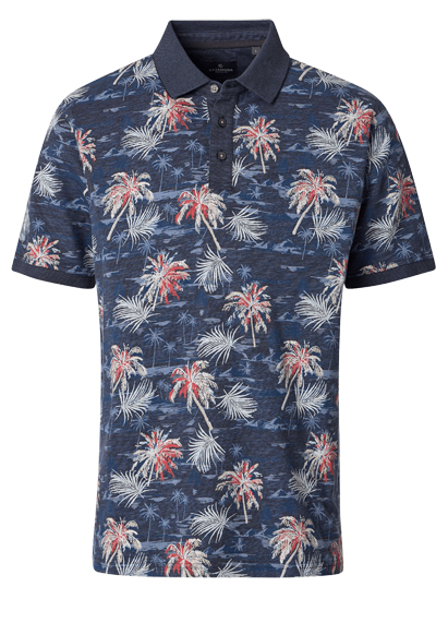 Produktbild f&uuml;r 'CASAMODA Poloshirt Halbarm Polokragen Jersey Muster blau'