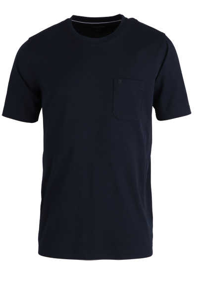 CASAMODA T-Shirt Halbarm Rundhals Brusttasche nachtblau