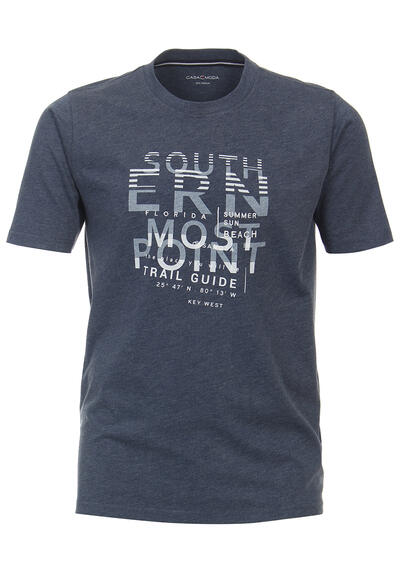 CASAMODA T-Shirt Halbarm Rundhals Print Jersey rauchblau