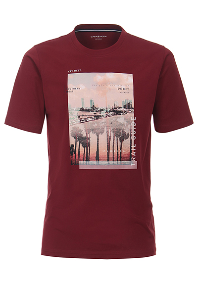 CASAMODA T-Shirt Halbarm Rundhals Print Jersey rot