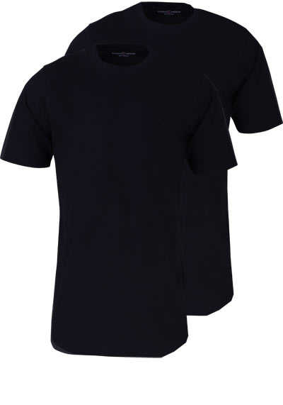 CASAMODA T-Shirt Rundhals reine Baumwolle Doppelpack schwarz