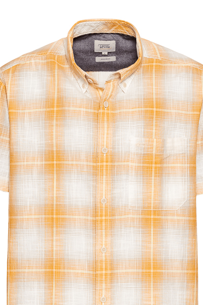 Produktbild fr 'CAMEL ACTIVE Regular Fit Hemd Halbarm Button Down Kragen Karo orange'