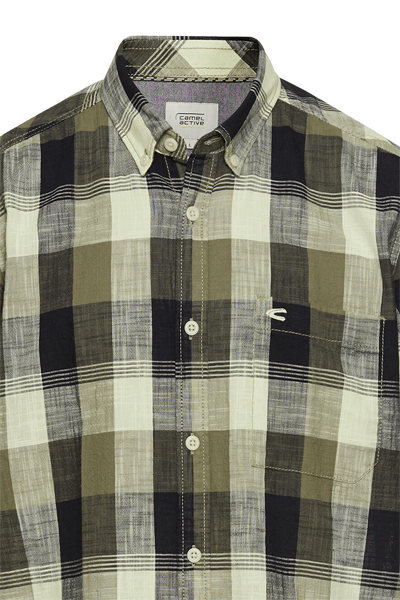 Produktbild fr 'CAMEL ACTIVE Regular Fit Hemd Halbarm Button Down Kragen Karo grn'