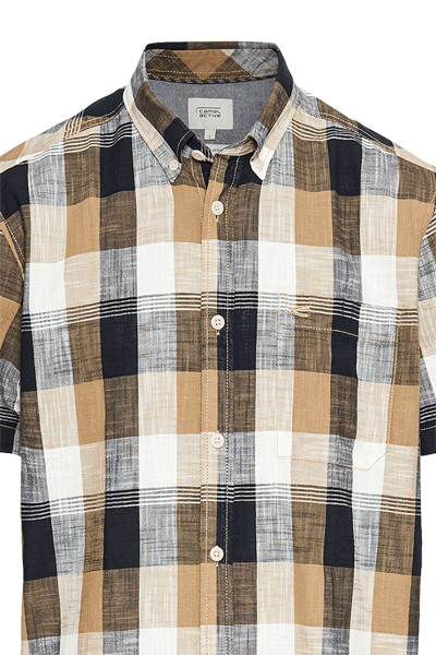 Produktbild fr 'CAMEL ACTIVE Regular Fit Hemd Halbarm Button Down Kragen Karo schwarz'