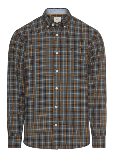 CAMEL ACTIVE Hemd Langarm Button Down Kragen Karo blau