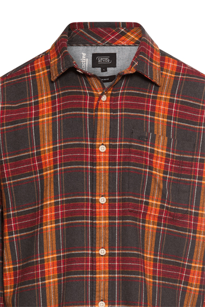 Produktbild f�r 'CAMEL ACTIVE Regular Fit Hemd Langarm Stretch Karo orange'