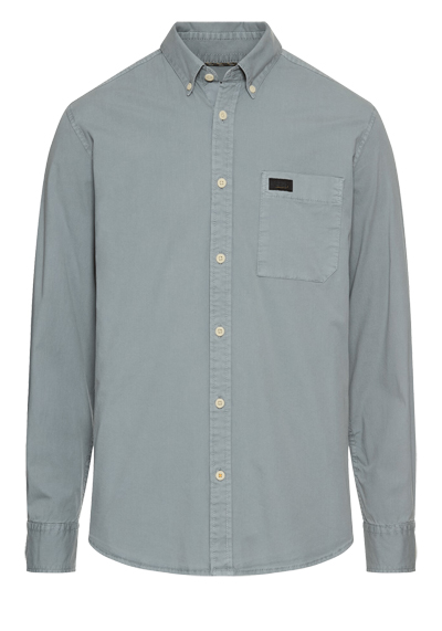 CAMEL ACTIVE Hemd Langarm Button Down Kragen Stretch Garment Dye hellgrau