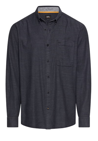 CAMEL ACTIVE Hemd Langarm Button Down Kragen Flanell Ringel dunkelblau