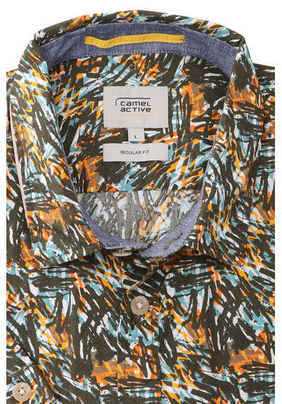 Produktbild f�r 'CAMEL ACTIVE Regular Fit Hemd Halbarm New Kent Kragen Muster gr�n'