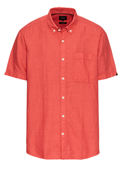 Produktbild fr 'CAMEL ACTIVE Hemd Halbarm Button Down Kragen Leinenmix dunkelrosa'