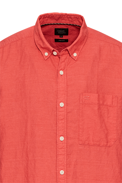 Produktbild fr 'CAMEL ACTIVE Hemd Halbarm Button Down Kragen Leinenmix dunkelrosa'
