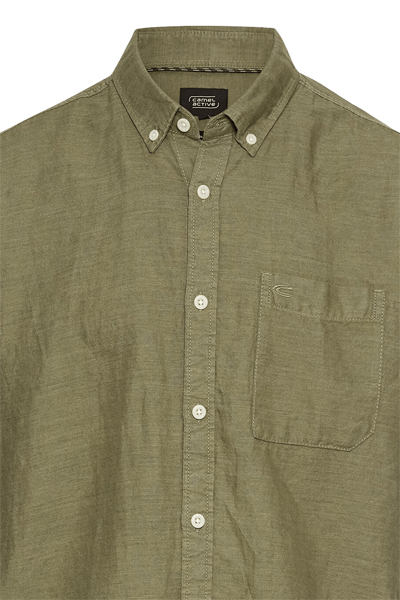 Produktbild fr 'CAMEL ACTIVE Hemd Halbarm Button Down Kragen Leinenmix oliv'