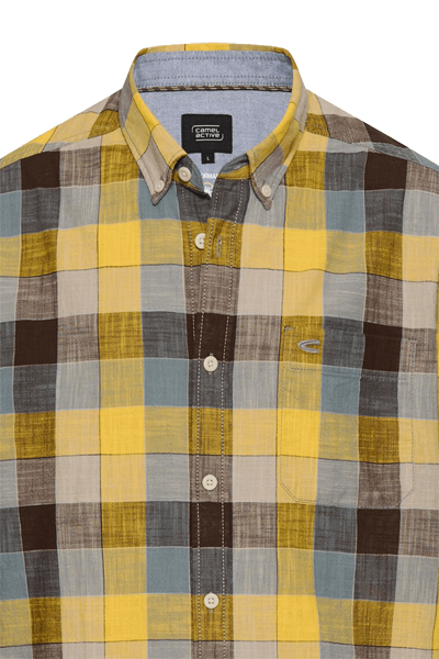 Produktbild f�r 'CAMEL ACTIVE Performance Hemd Halbarm Button Down Kragen Karo gelb'
