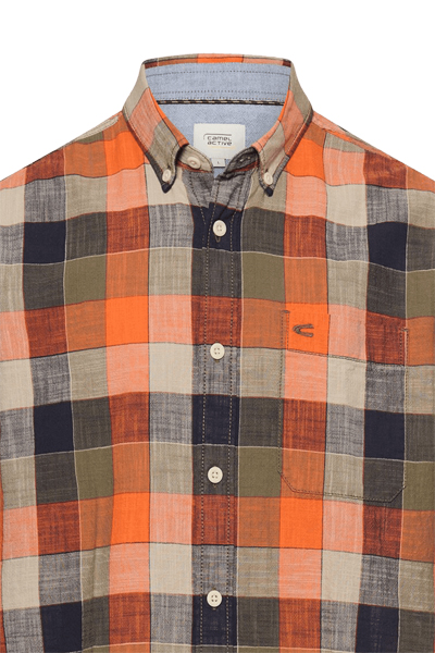 Produktbild f�r 'CAMEL ACTIVE Performance Hemd Halbarm Button Down Kragen Karo orange'