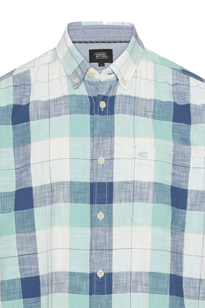 Produktbild f�r 'CAMEL ACTIVE Performance Hemd Halbarm Button Down Kragen Karo hellblau'