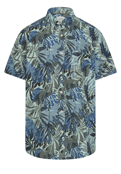 CAMEL ACTIVE Hemd Halbarm Button Down Kragen Muster blau preisreduziert