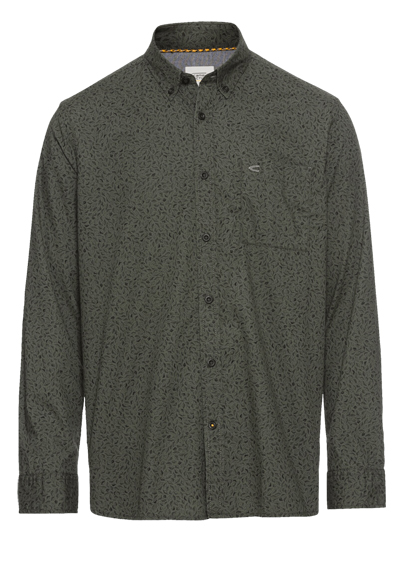 CAMEL ACTIVE Regular Fit Hemd Langarm Button Down Kragen Muster oliv