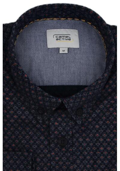 Produktbild fr 'CAMEL ACTIVE Regular Fit Hemd Langarm Button Down Kragen Muster dunkelblau'