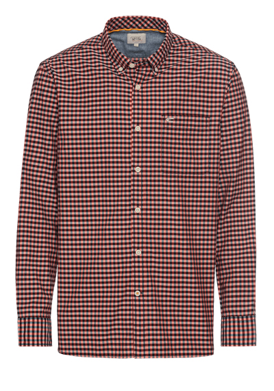 CAMEL ACTIVE Hemd Langarm Button Down Kragen Karo rot