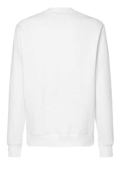 CALVIN KLEIN JEANS Langarm Sweatshirt Rundhals Logo-Patch Uni wei