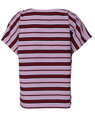 Produktbild fr 'DRYKORN Kurzarm Shirt SOMIA Rundhals Loose Fit Ringel rot/rosa/schwarz'