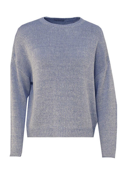 DRYKORN Pullover KAILEE Langarm Rundhals Grobstick Leinen hellblau