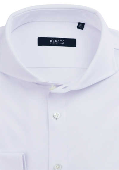 DESOTO Slim Fit Luxury Line Hemd Langarm Haifischkragen Jersey Stretch weiß