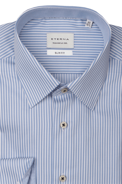 Produktbild fr 'ETERNA Slim Fit Dynamic Cotton Hemd extra langer Arm Streifen hellblau'