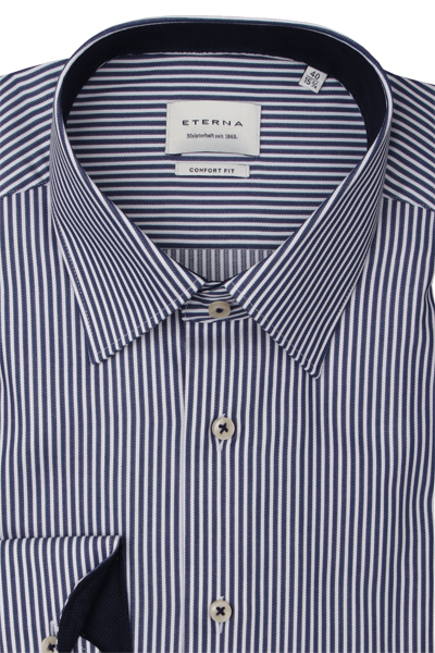 Produktbild fr 'ETERNA Comfort Fit Dynamic Cotton Hemd super langer Arm Twill Streifen dunkelblau'
