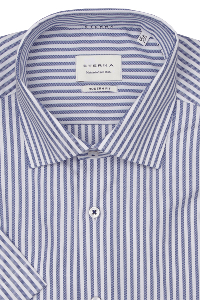 Produktbild fr 'ETERNA Modern Fit Hemd Halbarm New Kent Kragen Fil a Fil Streifen blau'