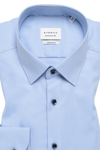 Produktbild fr 'ETERNA Super Slim Fit Hemd Langarm New Kent Kragen Struktur hellblau'