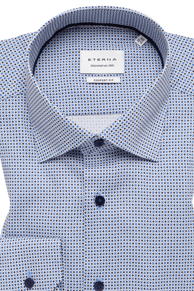Produktbild f�r 'ETERNA Comfort Fit Dynamic Cotton Hemd super langer Arm Muster blau'