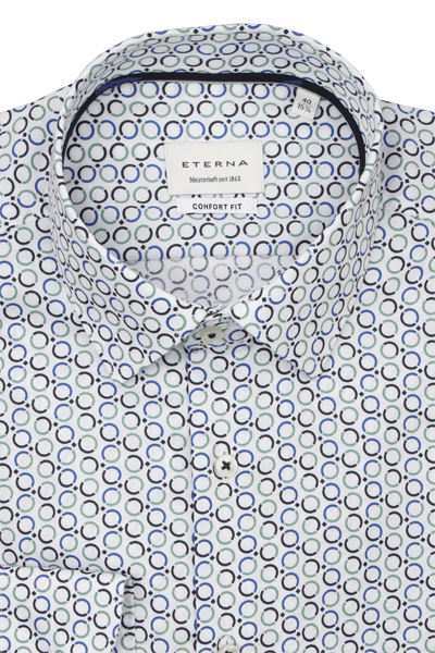 Produktbild f�r 'ETERNA Comfort Fit Hemd extra langer Arm New Kent Kragen Twill Muster blau'