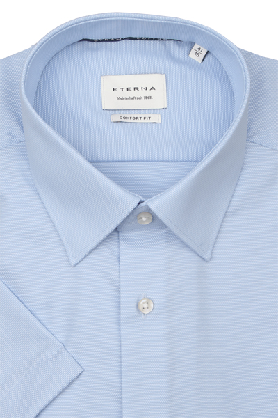 Produktbild f�r 'ETERNA Comfort Fit Dynamic Cotton Hemd Halbarm New Kent Kragen Natte hellblau'