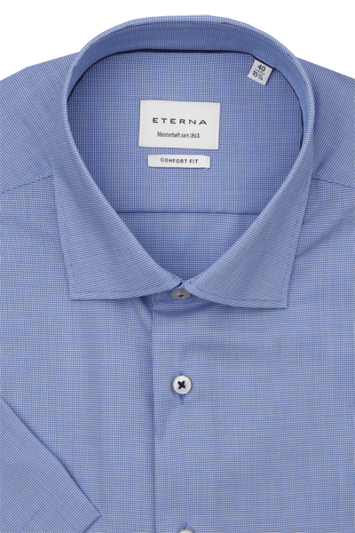 Produktbild f�r 'ETERNA Comfort Fit Dynamic Cotton Hemd Halbarm New Kent Kragen Natte mittelblau'
