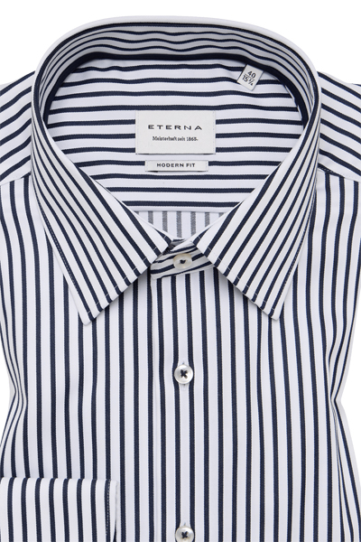 Produktbild f�r 'ETERNA Modern Fit Hemd Langarm New Kent Kragen Satin Streifen blau'