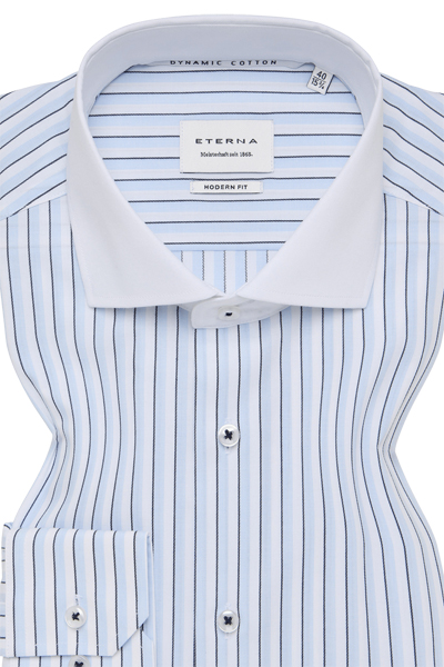 Produktbild f�r 'ETERNA Modern Fit Dynamic Cotton Hemd Langarm New Kent Kragen Popeline Streifen blau'