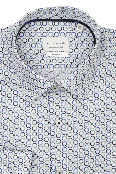Produktbild f�r 'ETERNA Modern Fit Hemd Langarm New Kent Kragen Twill Muster blau'