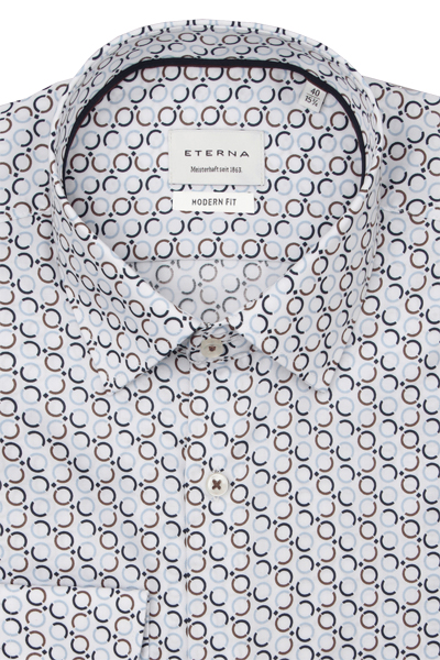 Produktbild f�r 'ETERNA Modern Fit Hemd super langer Arm New Kent Kragen Twill Muster blau'