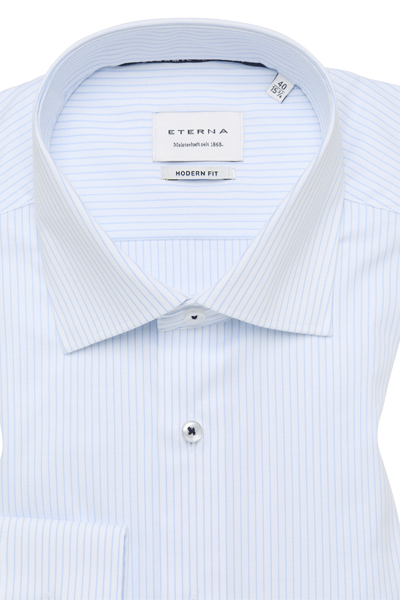 Produktbild f�r 'ETERNA Modern Fit Dynamic Cotton Hemd Langarm New Kent Kragen Nadelstreifen blau'