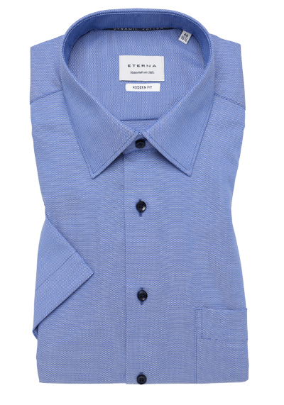 ETERNA Modern Fit Dynamic Cotton Hemd Halbarm New Kent Kragen Natte hellblau preisreduziert