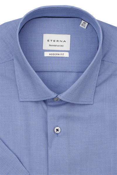 Produktbild f�r 'ETERNA Modern Fit Dynamic Cotton Hemd Halbarm New Kent Kragen Natte mittelblau'