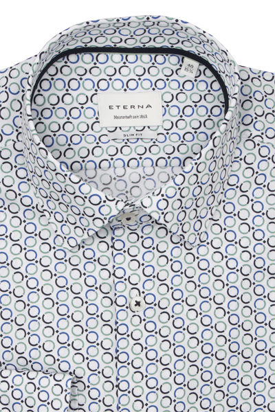Produktbild f�r 'ETERNA Slim Fit Hemd extra langer Arm New Kent Kragen Twill Muster blau'